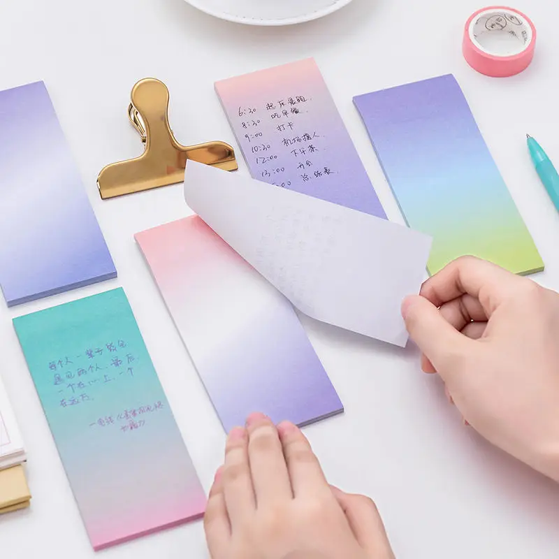 Coloffice Cute Creative Colorful Long Gradient Color N times Sticky Notes Can be torn Message Notes Memo Pad Office Supplies 1PC