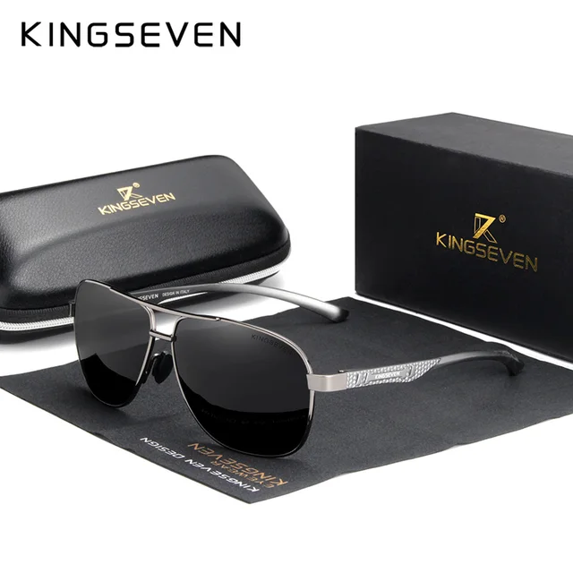 KINGSEVEN 2022 Brand Men Aluminum Sunglasses Polarized UV400 Mirror Male Sun Glasses Women For Men Oculos de sol Gun Gray