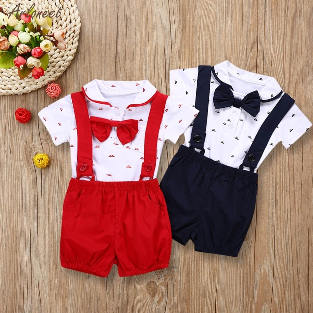 

2PCS Baby Infant Boys Short Sleeve Romper Clothes + Toddler Pants Set Outfits Kids Outfits Fashion Short 2019 NEW