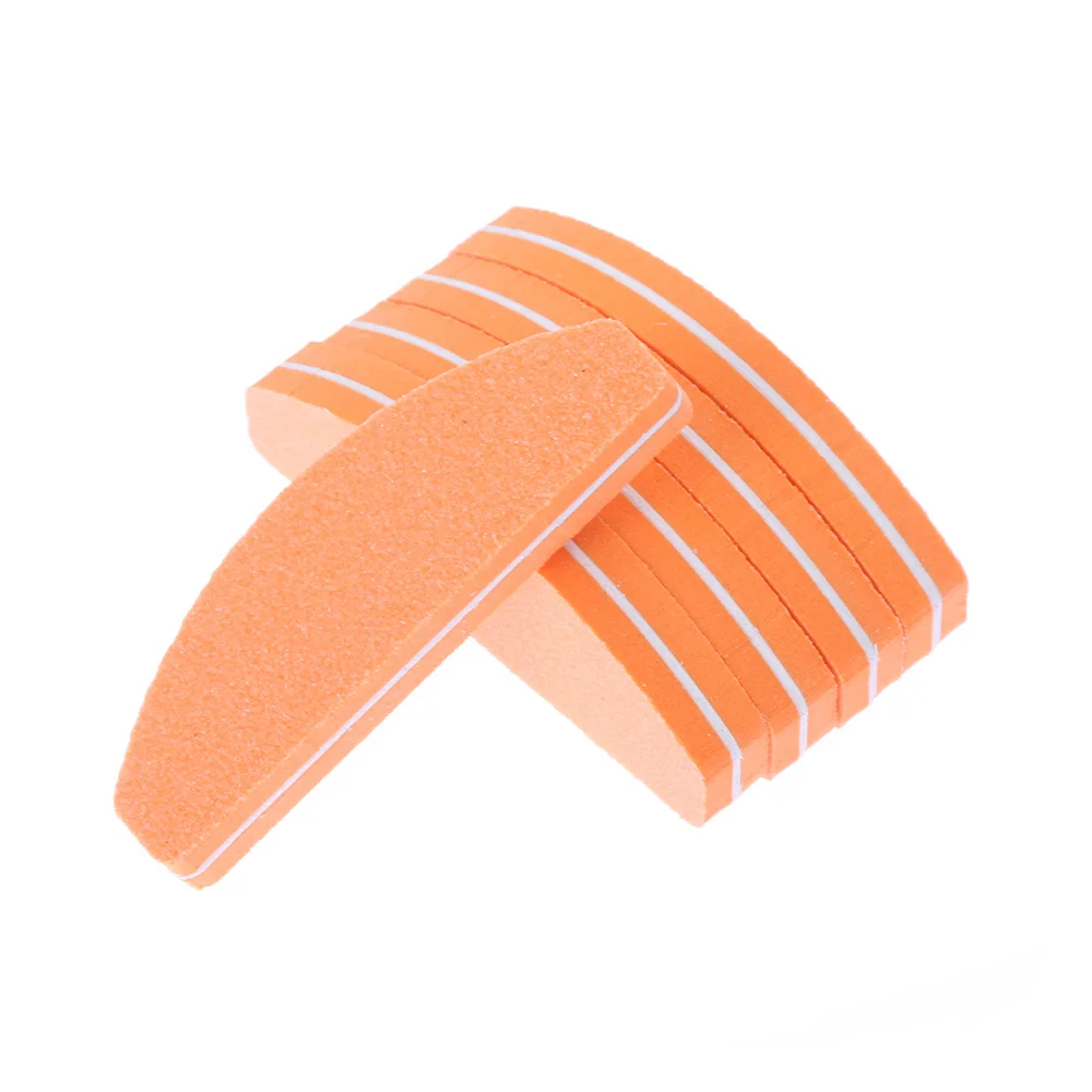 1/5Pcs Half Moon Nail File 100/180 Sponge Mini Nail Buffer Block Files For UV Gel Polish Colorful Manicure Sanding Nail Art Tool - Color: 5pcs orange