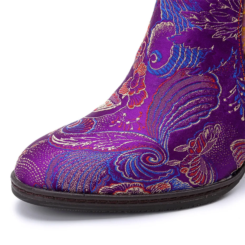Retro Printed Genuine Leather Winter Autumn Boots Women Embroider Shoes Vintage Women High Heels Ankle Boots Plus EUR Size 36-42 (12)