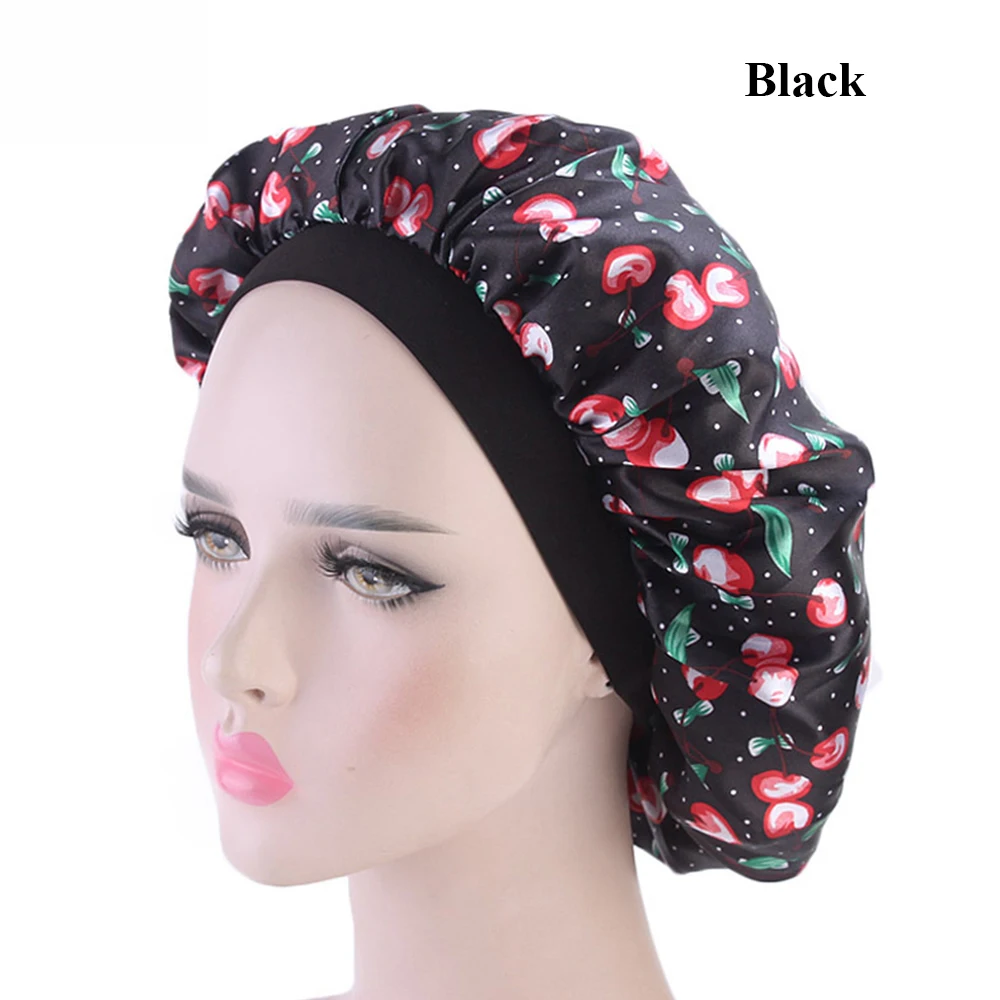 1PC Fashion Satin Makeup Shower Cap Night Sleep Hat Elastic Hair