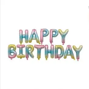Happy Birthday 1 шт. 136*97 см гигантский лазерный градиент цвета радуги воздушный шар Единорог Лошадь фольга воздушные шары для детского душа Свадебные украшения - Цвет: Happy Birthday