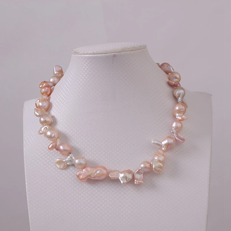 [YS] Жемчужное ожерелье в стиле барокко, розовый, искусственно выращенный жемчуг в стиле барокко, жемчужное ожерелье-чокер, ювелирное изделие