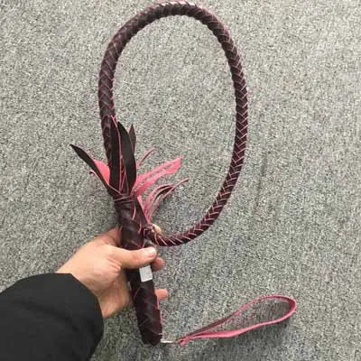 Новые кожаные 70-80 см hand made плетеные whips Верховая езда оборудования Конный поставки кожа Whip Конный оборудование - Цвет: Red brown 80cm