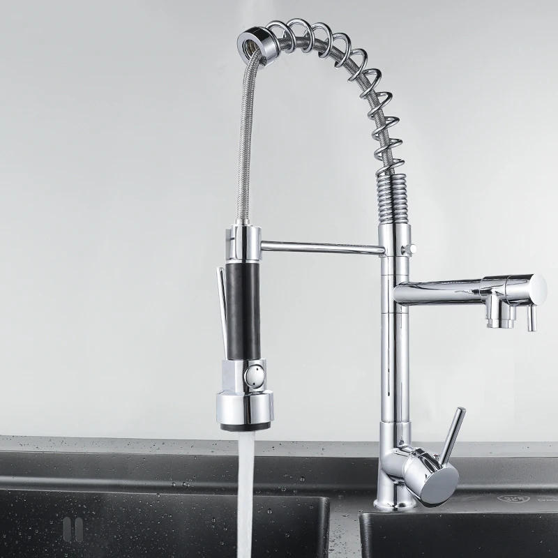 

Kitchen Faucets Sink Hot and Cold Mixed Multi-function Kitchen Pull Out Faucets The Installation In Faucet Deck Plate Rotate 360