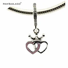 Corazones corona rosa colgante de esmalte perlas mujeres diy esterlina de plata-joyería apta pandora encantos pulseras de plata 925 original regalos