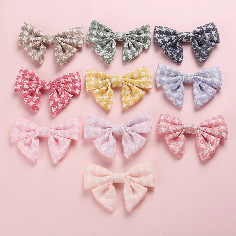 

20 pcs/lot , Plaid Fabric Sailor Bow Headband or hair clips, Spring Fabric Bow Nylon Skinny Headbands, Baby Shower Gift