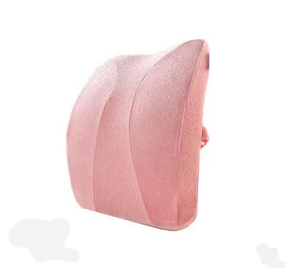 Высокое качество 41*37*9,5 см подушка для автомобильного кресла с эффектом памяти Подушка для спины Подушка для поясного отдела позвоночника защита копчика ортопедическая для поясницы Dis - Цвет: Розовый