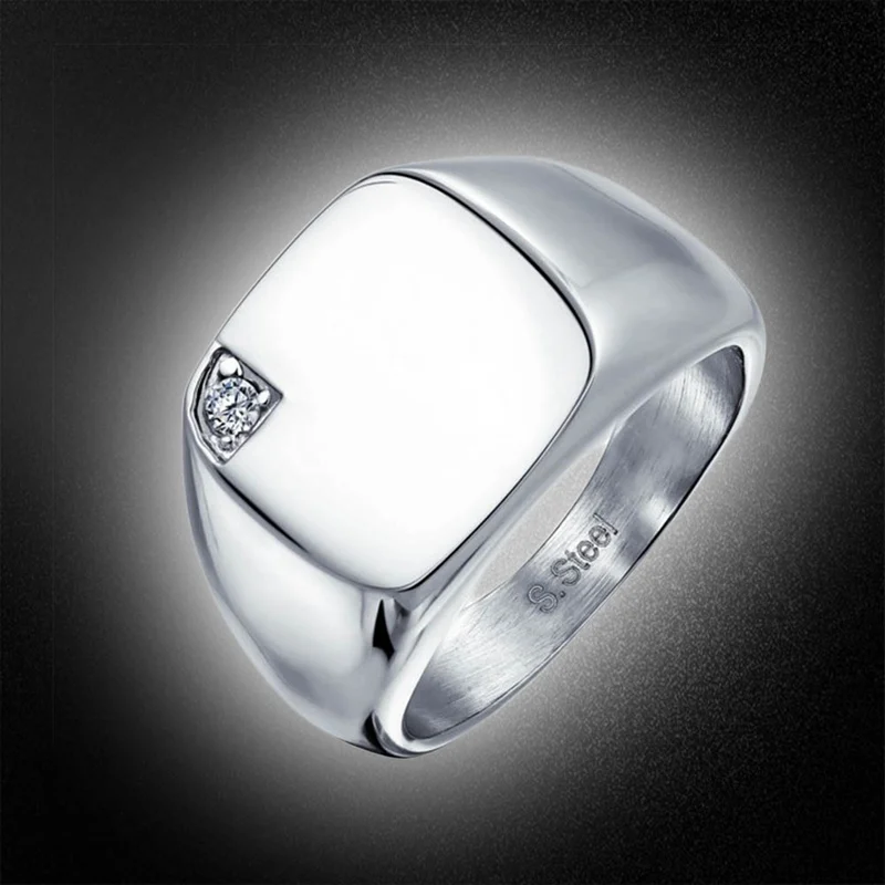 Stainless Steel Square Ring High Polished Solid Silver Color Silver