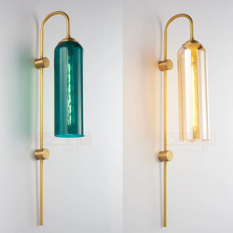 Post modern minimalist all copper wall lamp atmospheric living room originality wall lamp color glass bedroom bedside wall lamp Post modern minimalist all copper wall lamp atmospheric living room originality wall lamp color glass bedroom bedside wall lamp
