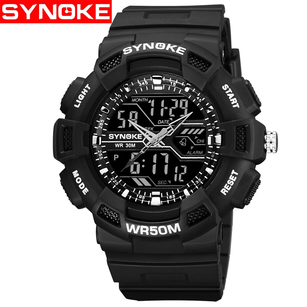 SYNOKE Для мужчин Лидирующий бренд Электронный светодио дный цифровые наручные часы для мужской спортивные часы Для мужчин военные часы Relogio