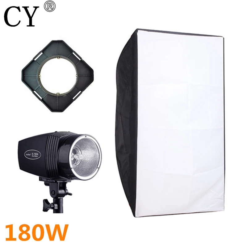 

CY Photography Soft Box Flash Lighting Kits 180w 220v Strobe Light+50*70cm Softbox+Universal Mount Photo Studio Set Godox K-180A