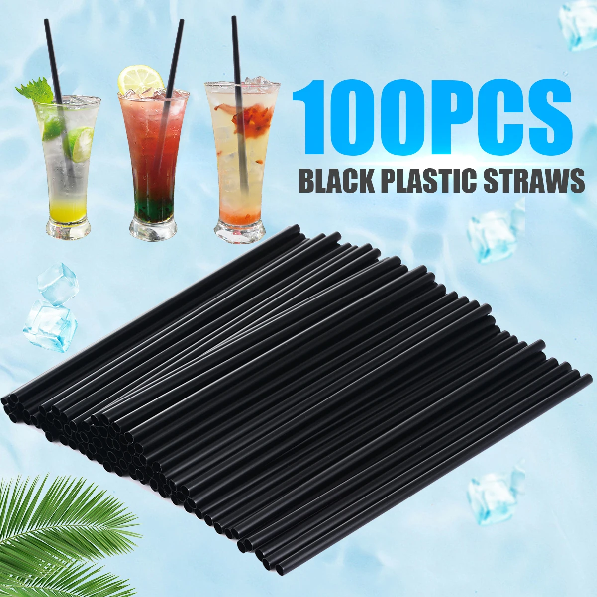 100pcs/set Disposable Drinking Straws Mini Cocktail Straws Black Plastic Party Straws for Wedding Event Party Supplies 130mm