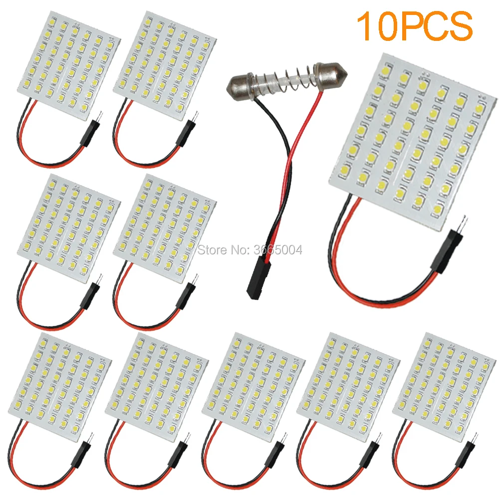 

10PCS 36 3528 6*6 Smd Led Panel White T10 Ba9s Festoon Car Reading Light Lamp Bulb 12V