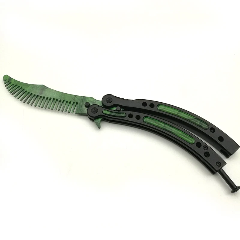 Нержавеющая сталь, для укладки, тренировочные расчески, нож-бабочка, для практики, расчески для волос, Парикмахерская, складной триммер для волос, крутой, UN884 - Цвет: Green