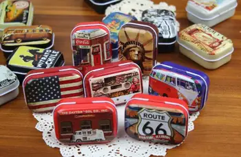 

32pcs/lot American Style Mini Diy Tin Box Vintage Handmade Small Metal Tins Storage Box Organizer Pill Tea Coin Case Container