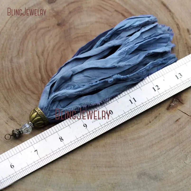 20171213-PM9052- Cerulean Sari Silk Tassel Pendant  Antique Bronze Color Plated_6