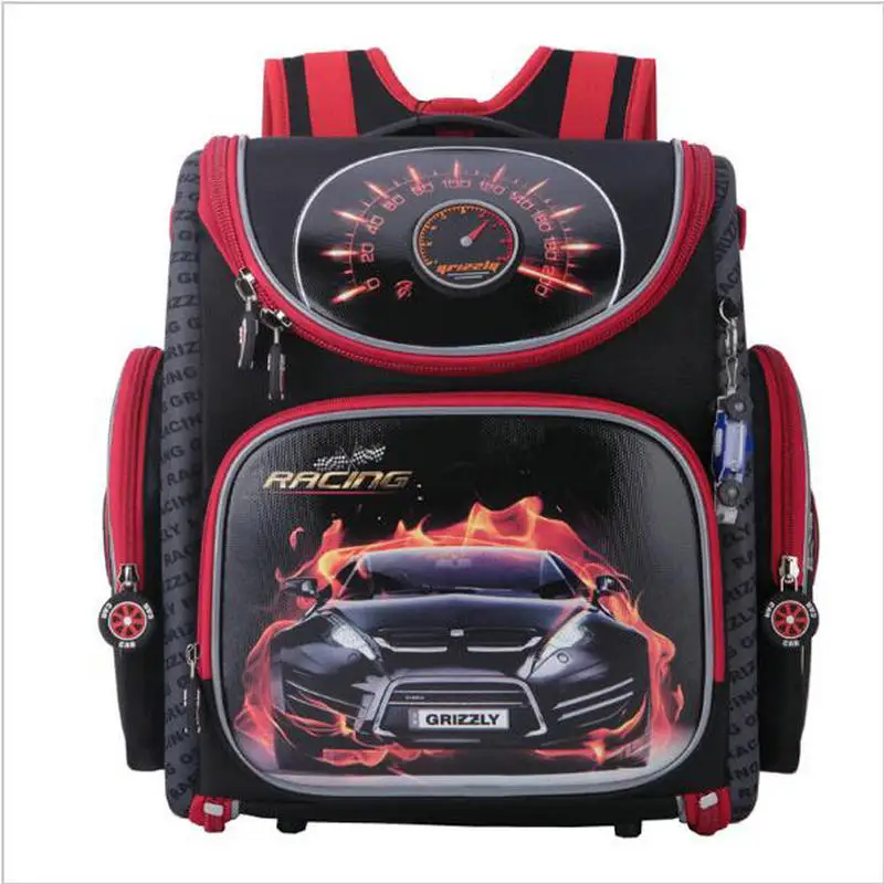 

Russian Style Cartoon Red Racing Kids School Bags for Boys Waterproof Foldable Orthopedic School Backpacks For 1-4 Grade Studets