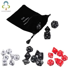7 unids/set promoción juego de dados de d & d d4... d6... d8... d10 d % d12... d20 poliédrico dados juego de dados rpg y Negro dados bolsa con D & D logotipo GYH
