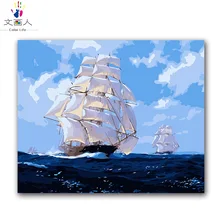 Diy краски по номерам Морской парусник картины по номерам с наборами для взрослых для hoom Настенный декор 40x50 рамка «сделай сам»