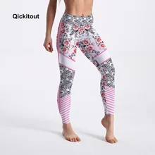 Qickitout, женские леггинсы с черепом и цветами, розовые леггинсы с цифровой печатью, брюки, женские Стрейчевые штаны с высокой талией