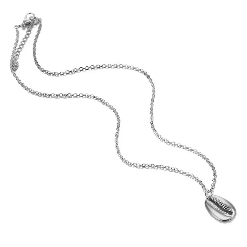 X136 натуральный Летний Пляжный корпус колье ожерелье простое богемное ожерелье из ракушек ювелирные изделия для женщин девочек подарок на день рождения - Окраска металла: x139silver