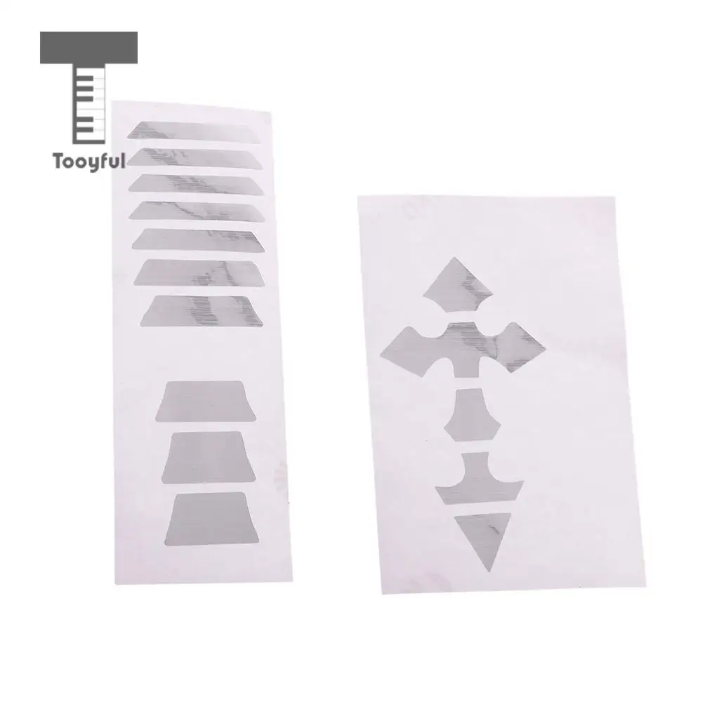 Tooyful 2 Pieces Guitar Fretboard Inlay Sticker Cross +Guitar Inlay Fret Decal Marker Silver 
