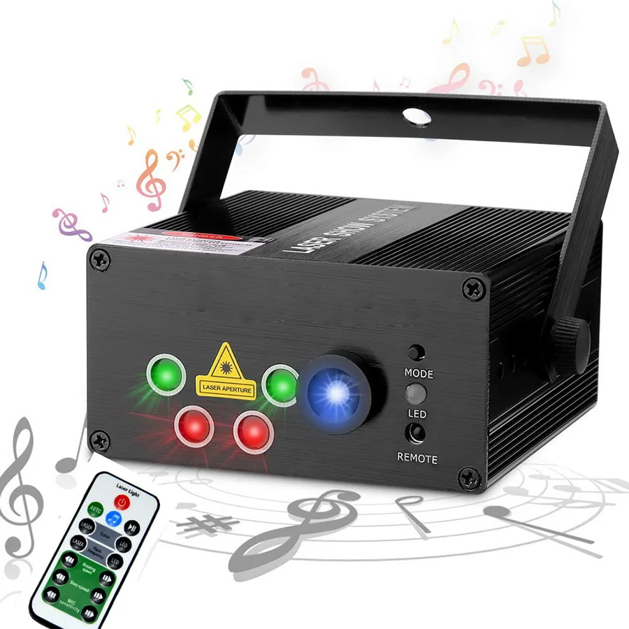 

Remote Dual Red Green 128 Patterns Laser Projector Stage Lighting Effect Holiday DJ Disco Party Club Xmas Light With Blue LED