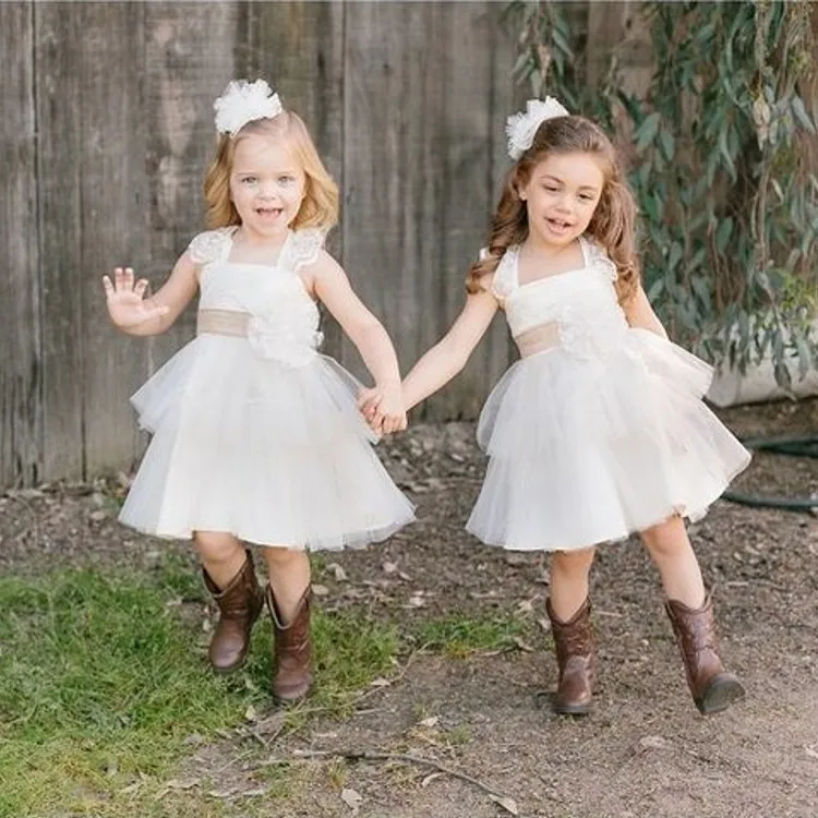 vaquero de la boda kids niña de las flores hasta la rodilla del a