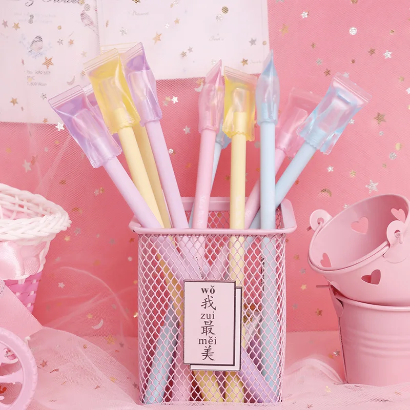 

6 pcs Macaron sugar gel pen 0.5mm ball pen Black color ink pen Sweet gift for writing signature Office School supplies FB794
