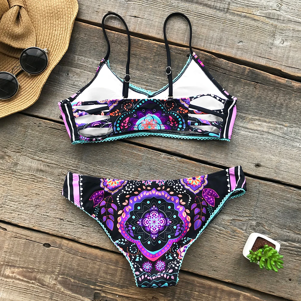 Günstige CUPSHE Song Von Freude Spitze Bikini Set Mid taille Badeanzug Badeanzug Brazilian Biquini Monokini Maillot De Bain