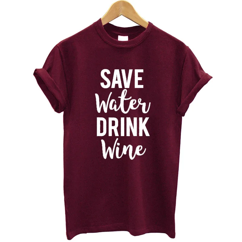 HTB1KY.GIuOSBuNjy0Fdq6zDnVXaK.jpg_ Bawełniana koszulka Save Water Drink Wine