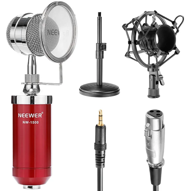 $US $17.59  Neewer NW-1500 Desktop Broadcast&Recording Condenser Microphone+Audio Cable Bundle+Iron Mic Stand+M