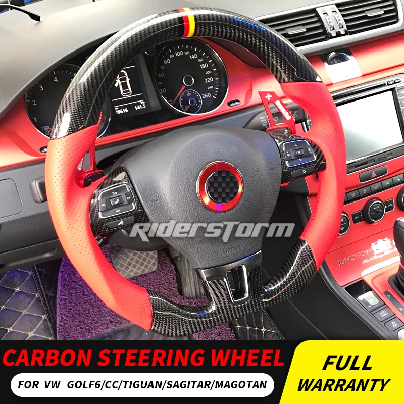 Высокое качество 3D углеродное волокно+ кожаный руль настройки для Golf MK6 GTI POLO Passat CC двойной D форма рулевого управления