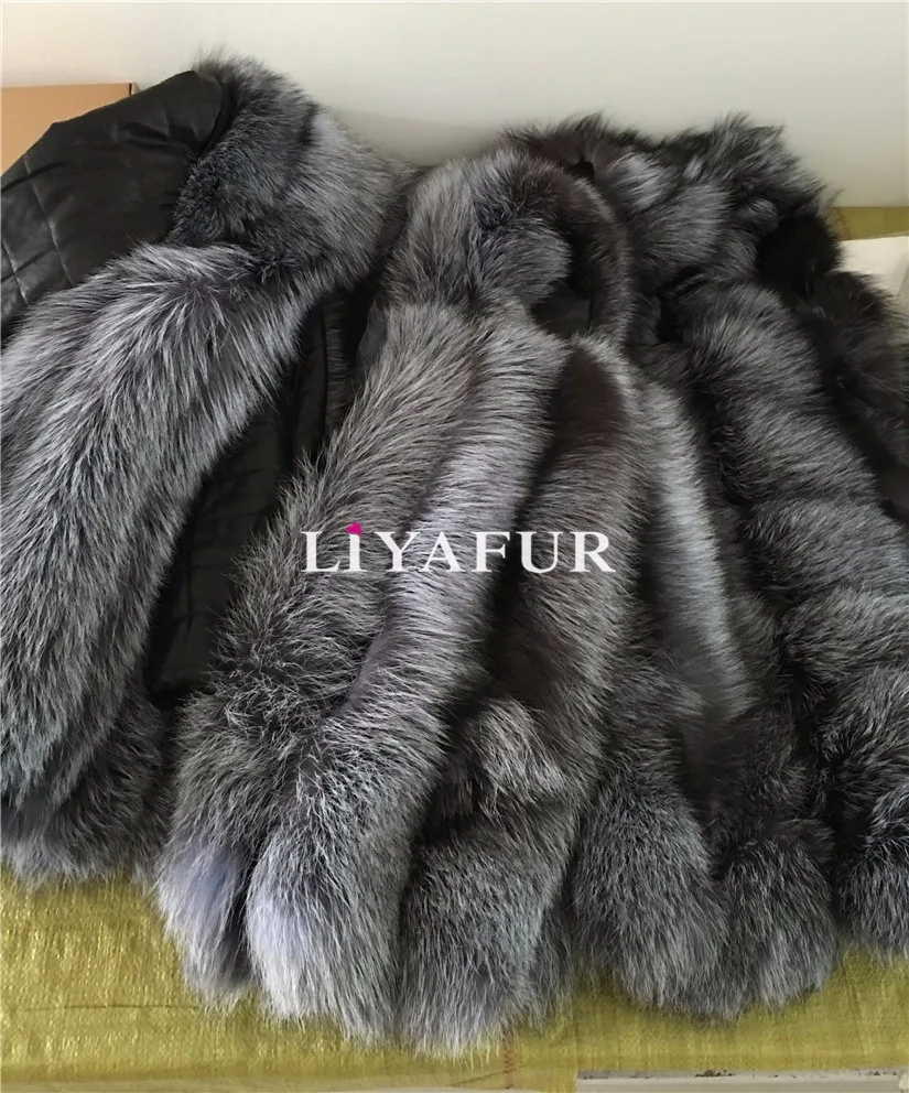 LIYAFUR Съемная Кожа рукавом натуральная толстые натуральный Silver Fox Мех животных зимний жилет пальто куртка для женщин Мода