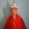 2022 New Ball Gown Lace Tulle Red Wedding Dress with tail Chinese Pattern Style Cheap China Embroidery Bridal Gown ► Photo 2/6