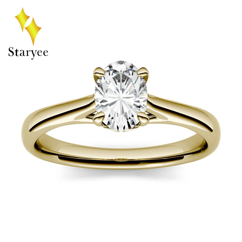 

14K Yellow Gold Moissanite Ring 1.5ct DEF VVS Engagement Ring Test Positive Moissanite Band Diamond Wedding Jewelry For Bride