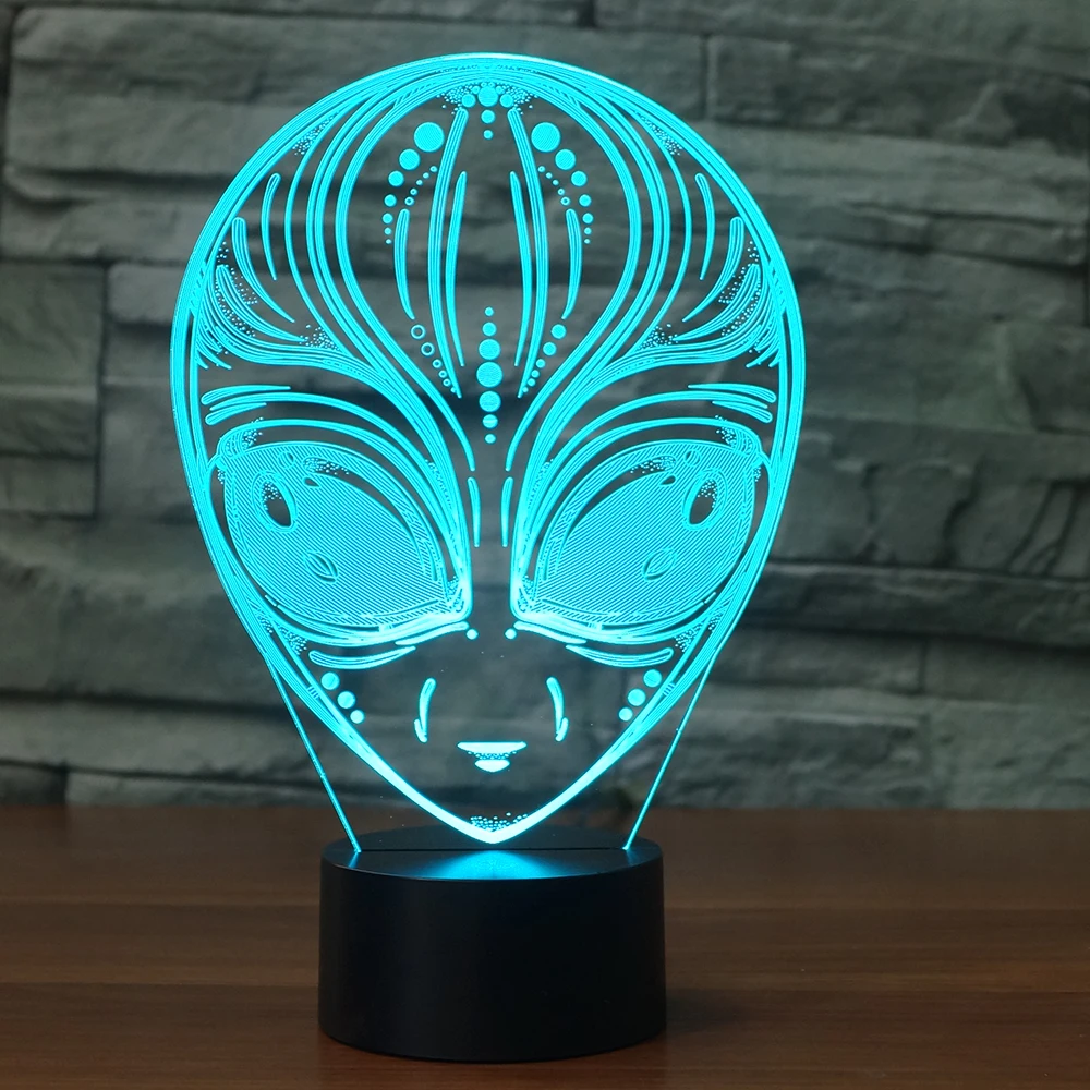Светодиодная Ночная лампа alien face дизайн 7 цветов сенсорный выключатель с USB
