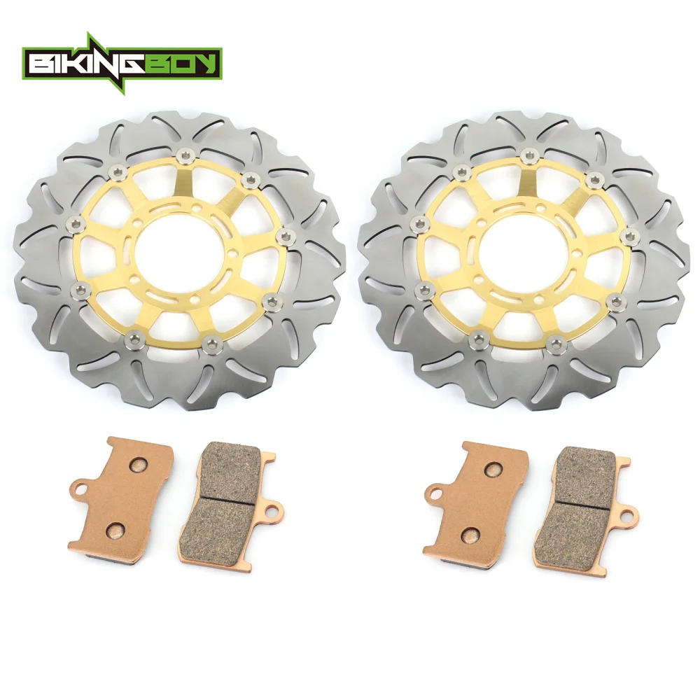 BIKINGBOY For Triumph Daytona 675 2006 2007 2008 06 07 08 Full Set Wavy Gold Black Floating Front Brake Discs Disks Rotors Pads |