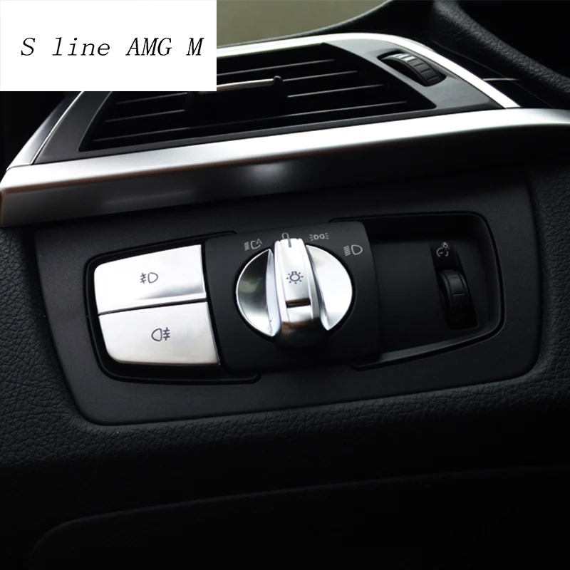 

Car styling For BMW X1 F48 X5 F15 X6 F16 Headlight Switch Buttons Decorative Frame Cover Interior Stickers Trim Auto Accessories
