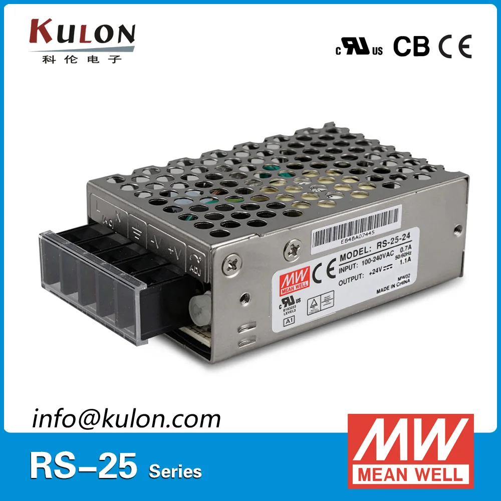 

Meanwell RS-25-24 один Выход Питание 24В 25 Вт 1.1A CB CE и UL