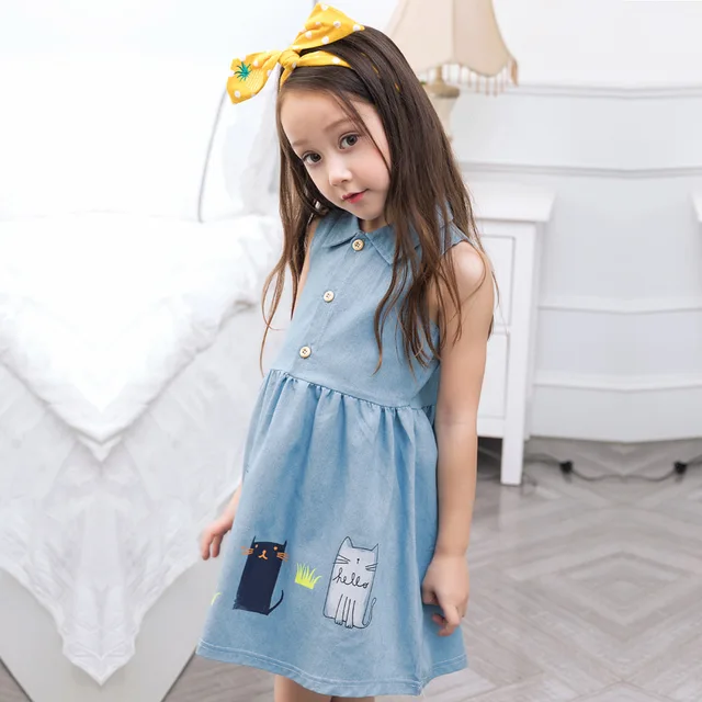 Girls party dresses nova kids jeans clothes fashion 2018 Brand cat baby