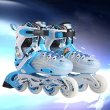 Профессиональный 4 колеса inline saktes детская спортивная обувь для катания на открытом воздухе роликовые скейты обувь для детей регулируемый размер
