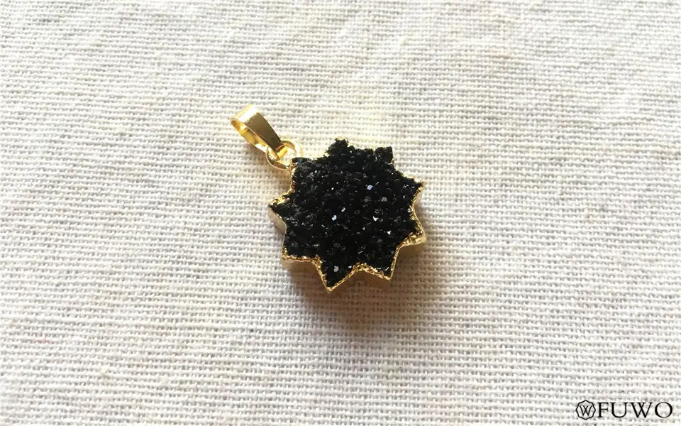 Natural Druzy Flower Pendant 15