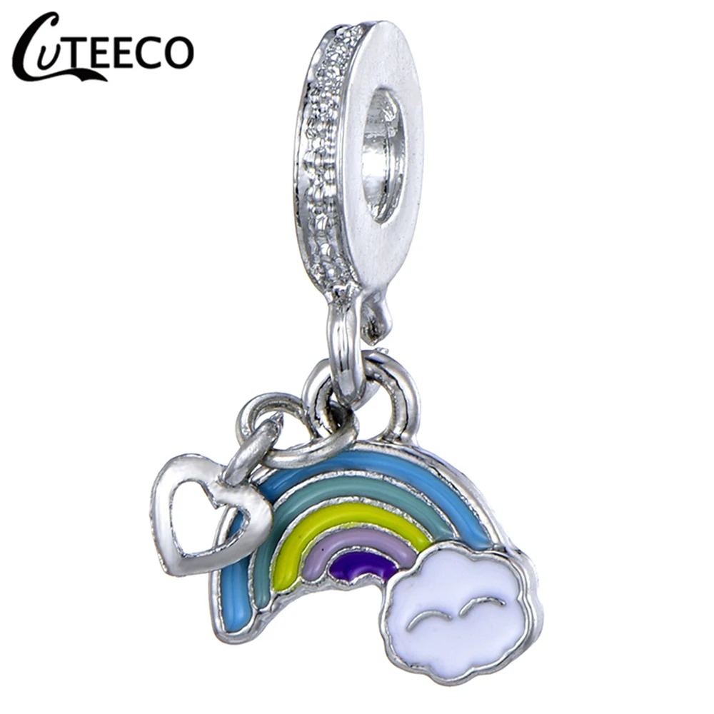 CUTEECO красочные эмалированные радужные болтающиеся бусины Подходит для