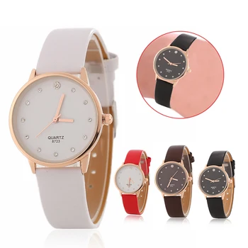

New Elegant Stylish Women Watches PU Leather Quartz Wristwatch Clock Hours 4 Colors Watch Female Watch Montre Femme Smile