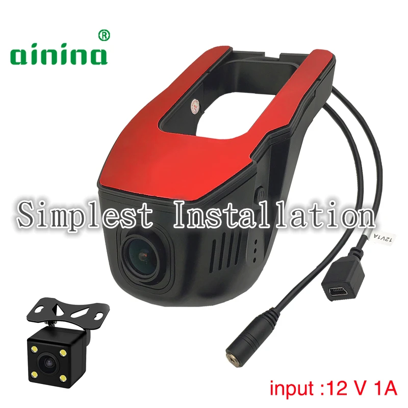 

Ainina Dual lens WiFi FHD1080P hidden car dash cam with rearview camera ,Sensor Sony 323 WiFi Car Dvr camera Night vision Dvr