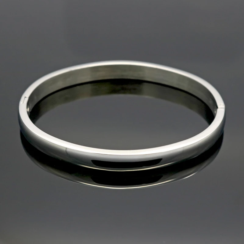 Simple Smooth Couple Jewelry Rose Gold Color Lover Bangle Plain Stainless Steel Bracelets & Bangles For Men Women Present 2