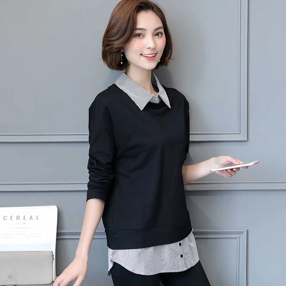 Spring and summer new style large size L-5XL women's clothing Fashion temperament splicing collar top